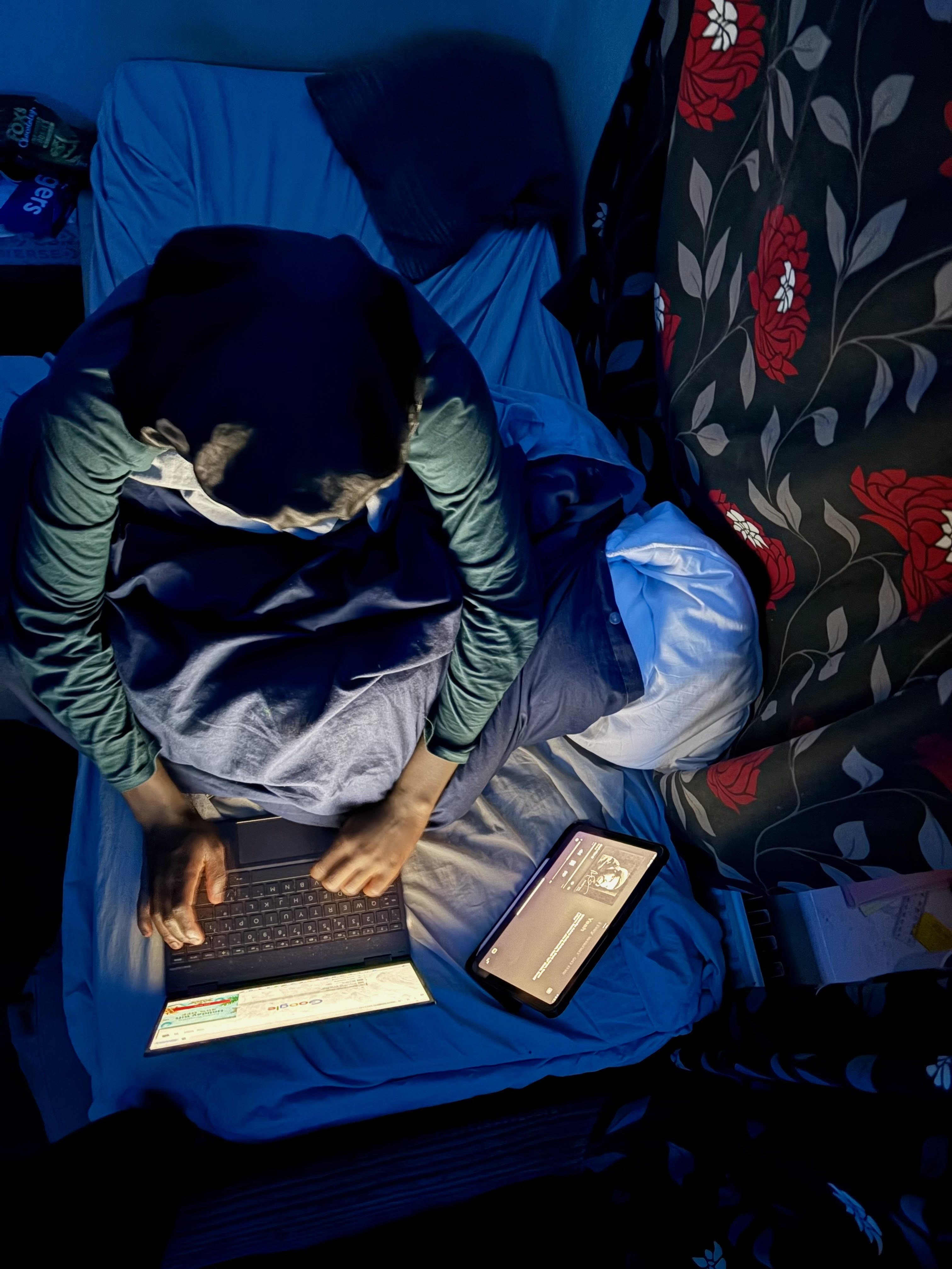 Student working on laptop